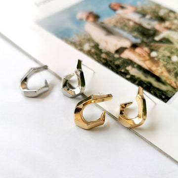 Vintage women copper plated gold detachable Bamboo Earrings